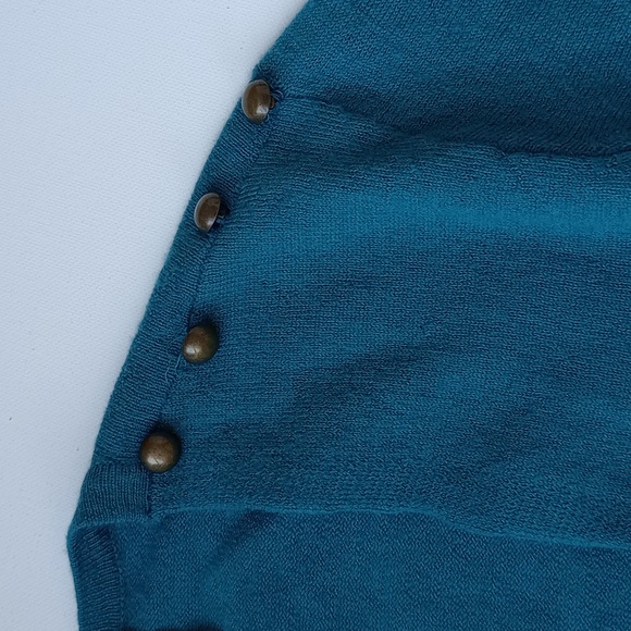 Anthropologie Moth Convertible Cardigan Pullover Teal Blue Wool Sweater Small - Picture 6 of 11